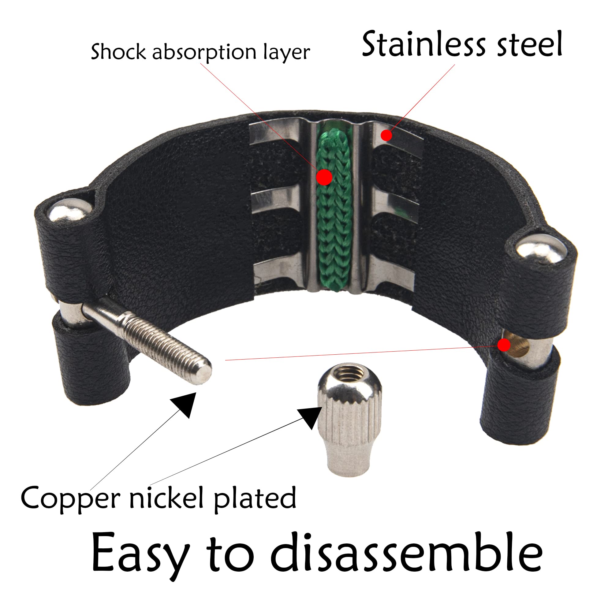 2Pcs Yootones Black Artificial Leather Saxophone Mouthpiece Sax Ligature Fastener Compatible with Saxophone Rubber Mouthpiece (T